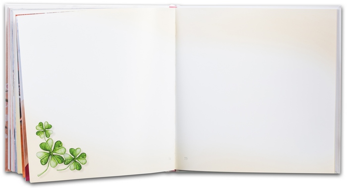 5. Svadobná kniha prianí - ukážka z knihy - voľné strany, určené na odkazy, sú s jemným farebným ladením a malými ilustráciami symbolov svadby